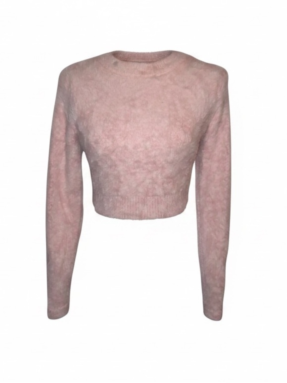 DEE ELLY Women’s Junior’s Cropped Sweater Soft and Fuzzy in Pale Pink Size Small